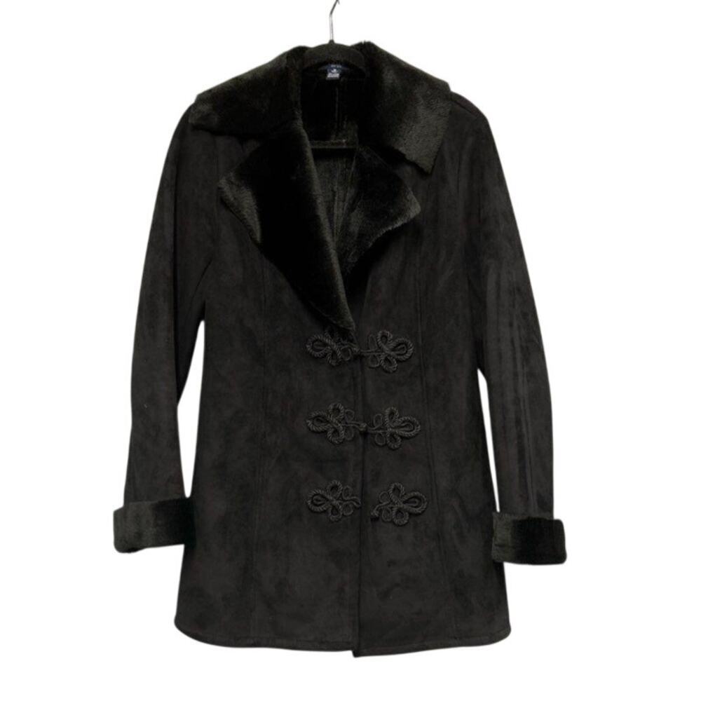 Vintage Chaps Black Faux Fur Lined Winter Coat Size M